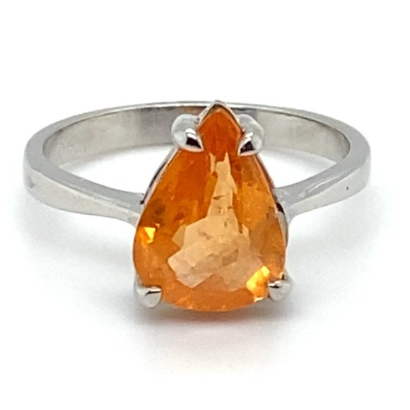 Mandarin Spessartine 2.74ct Solid 14K White Gold Ring - Picture 3 of 6